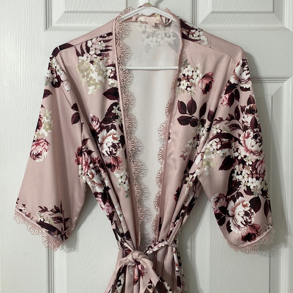 Floral silk robe